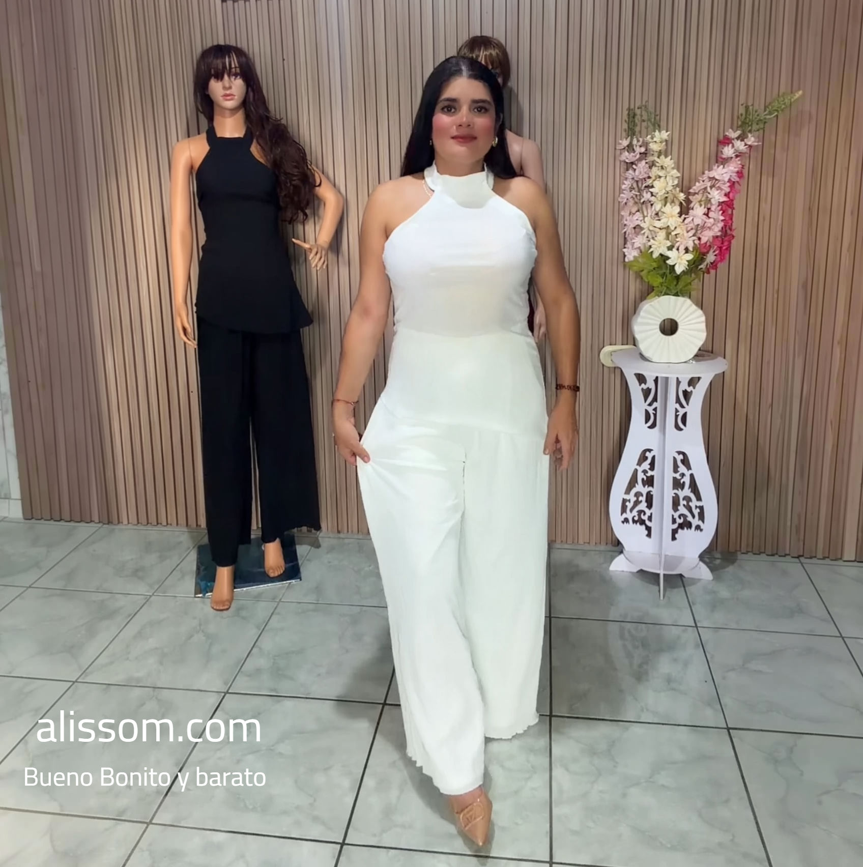 KM911 conjunto de pantalón y blusa tela fresca