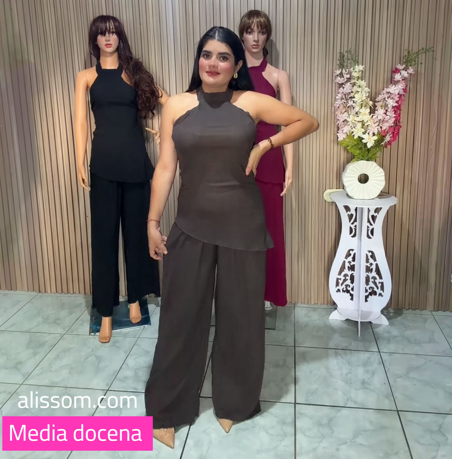 KM911 Media docena conjunto de pantalón y blusa tela fresca