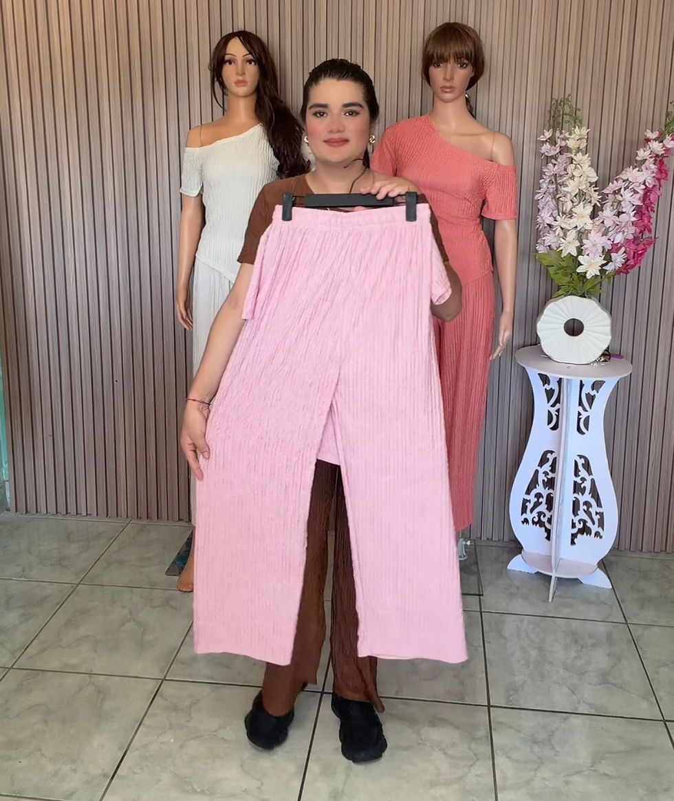 Miniatura: LP1030 Media docena conjunto de pantalón y blusa de tela fresca 