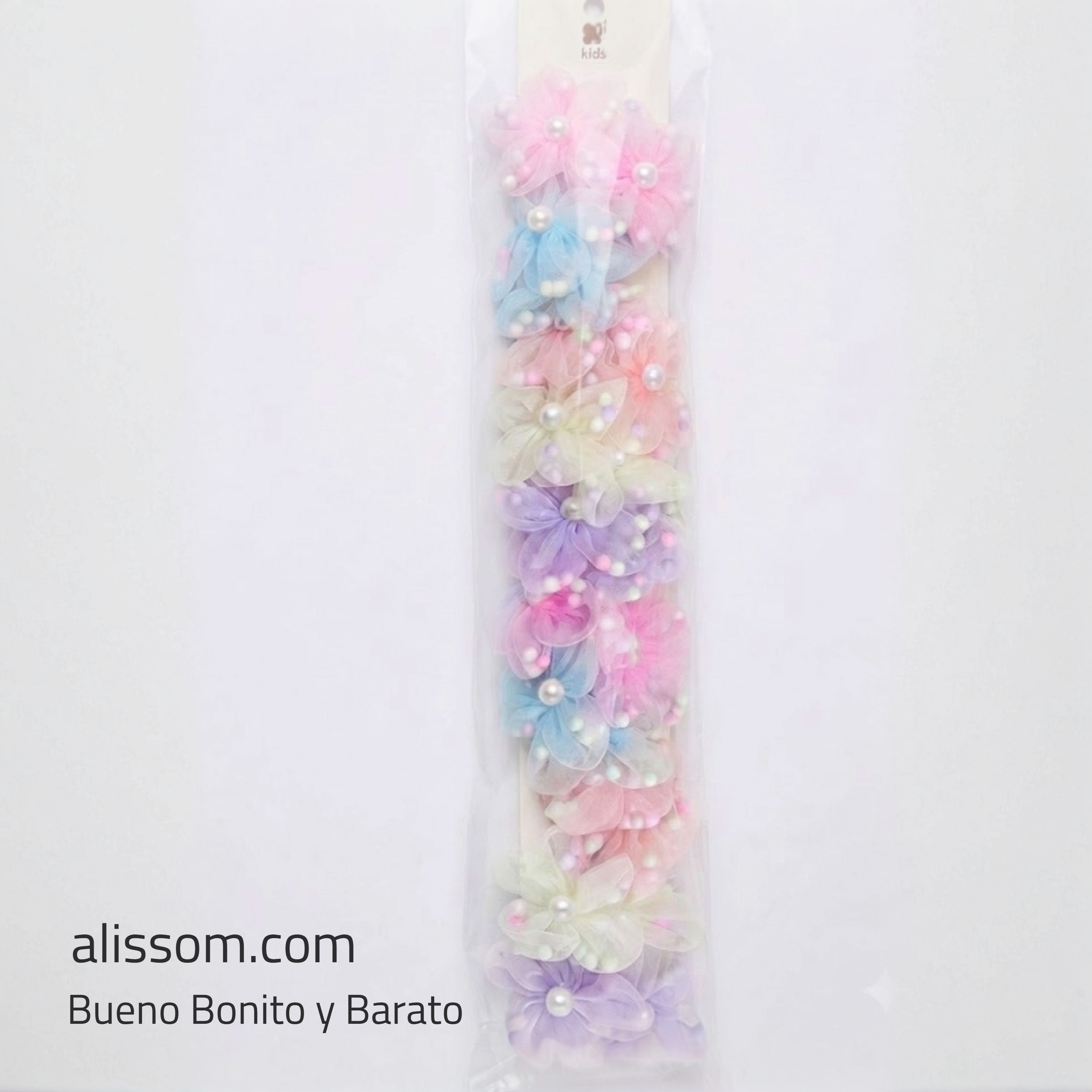HY2142 cola para cabello dos flores con perlas de colores