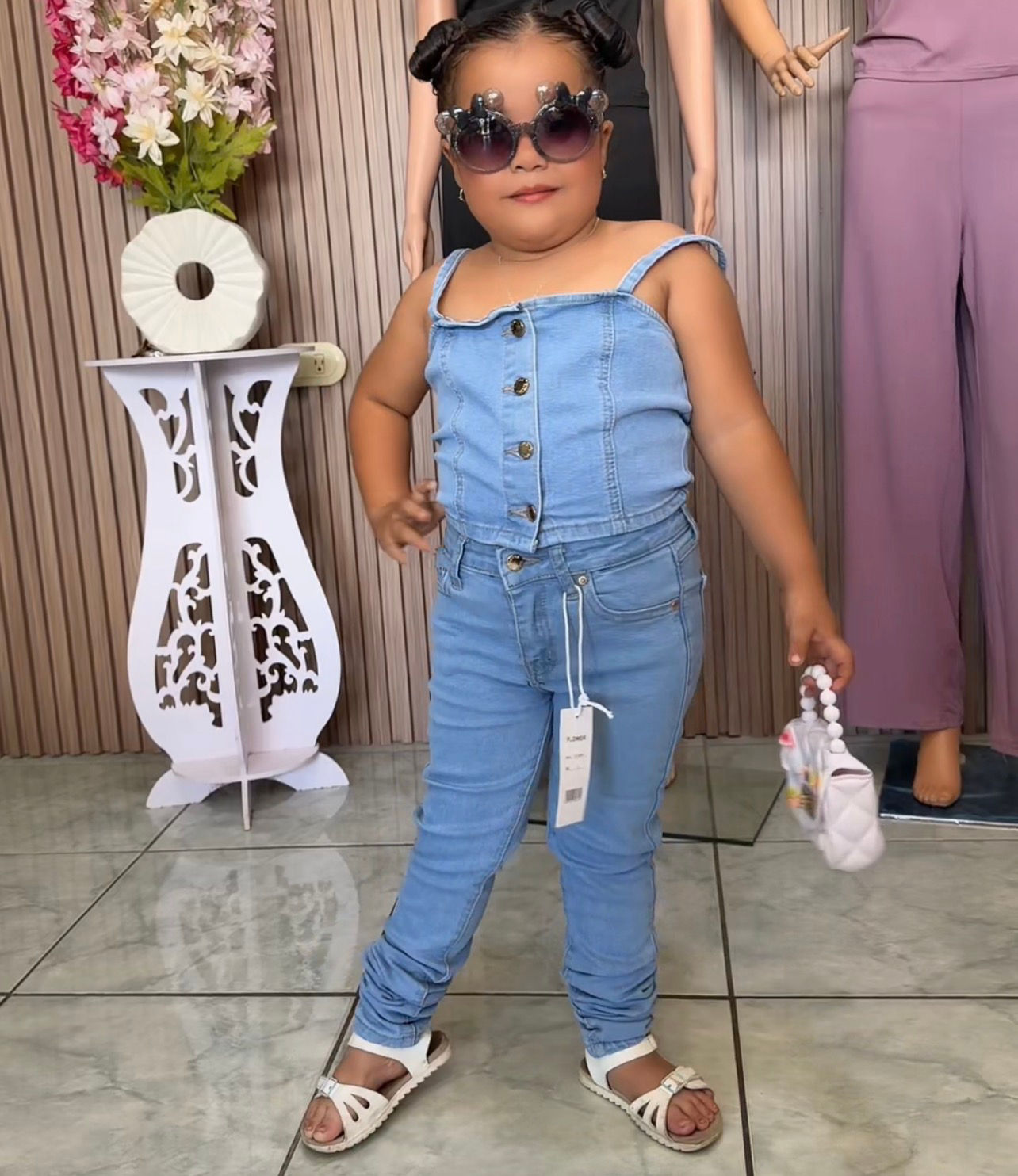 24-38465 conjunto de panteón y blusa niña de lona 