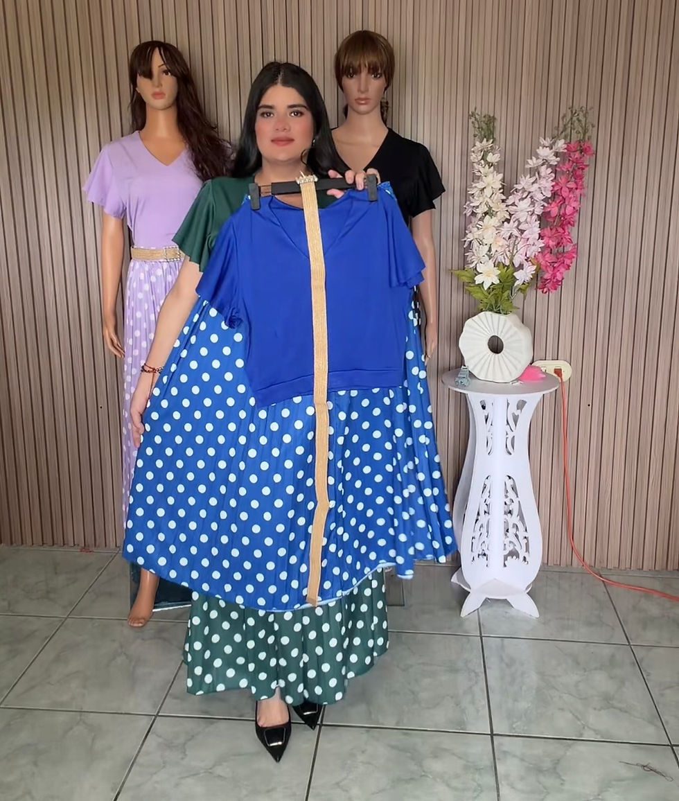 Miniatura: 358 conjunto de falda y blusa diseño plisado con puntos 