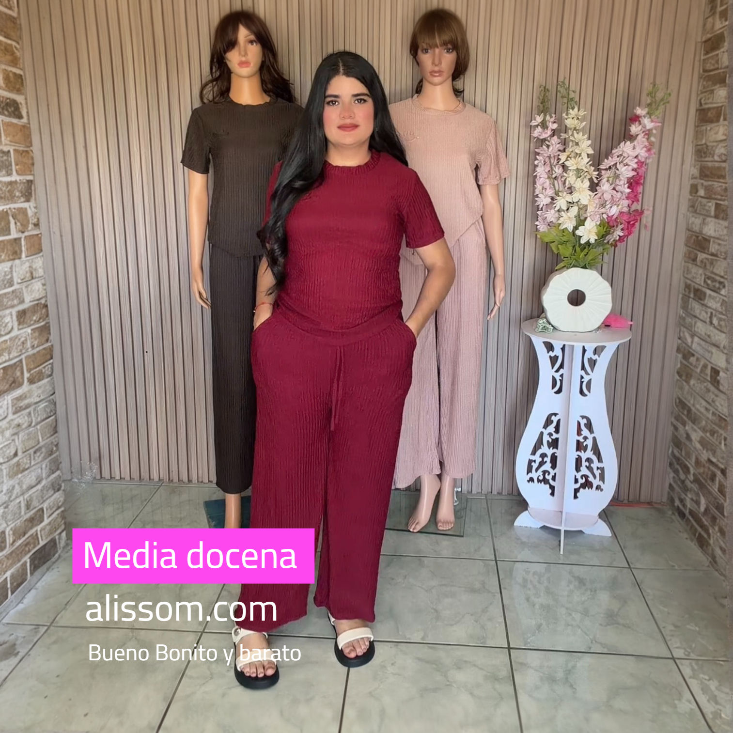 F26-2 Media docena conjunto de pantalón y blusa tela fresca