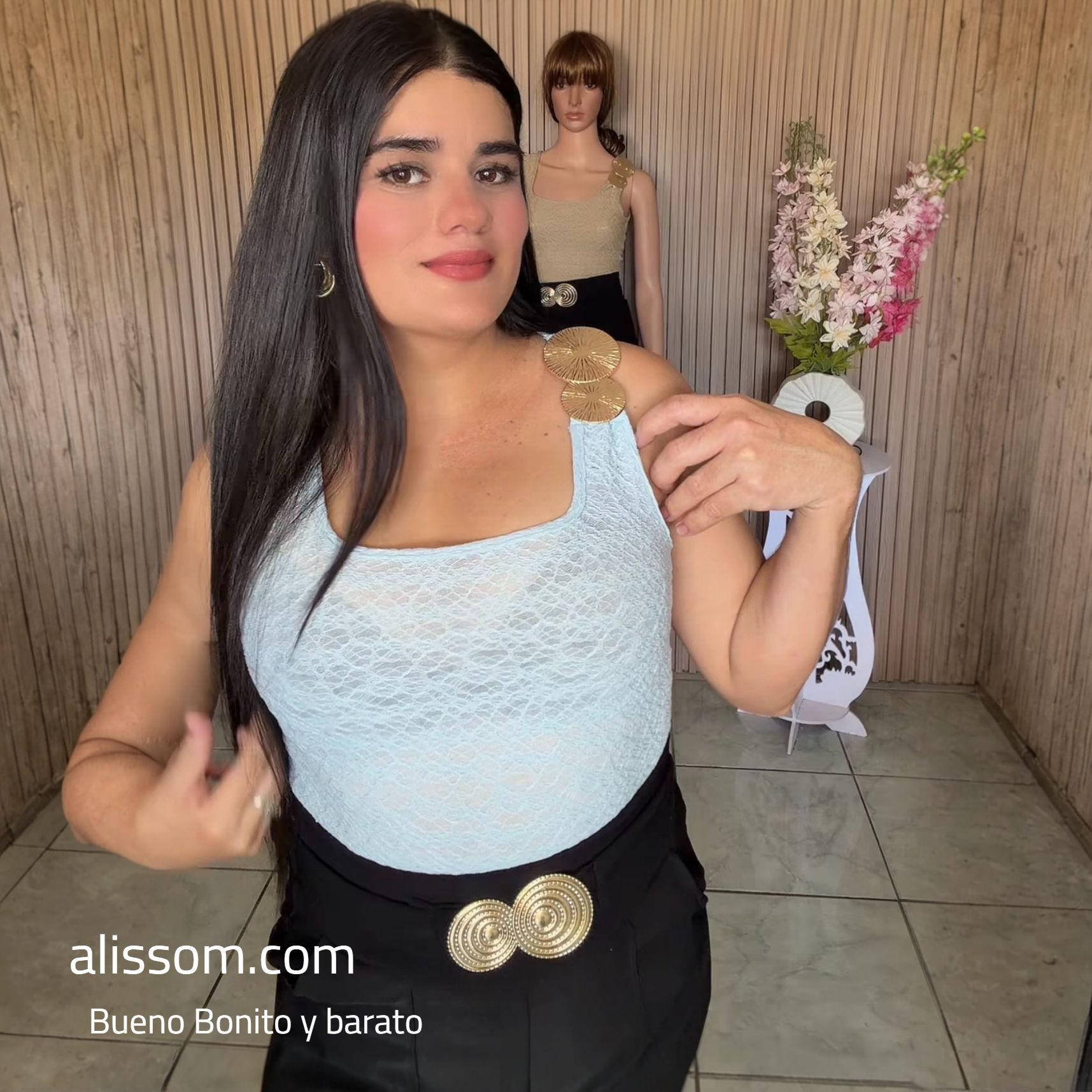 LF2637/144 conjunto de pantalón y blusas con broches circulares