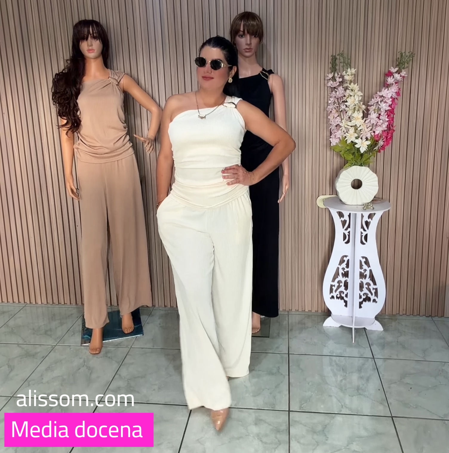 SC-858 Media docena conjunto de pantalón y blusas con broche