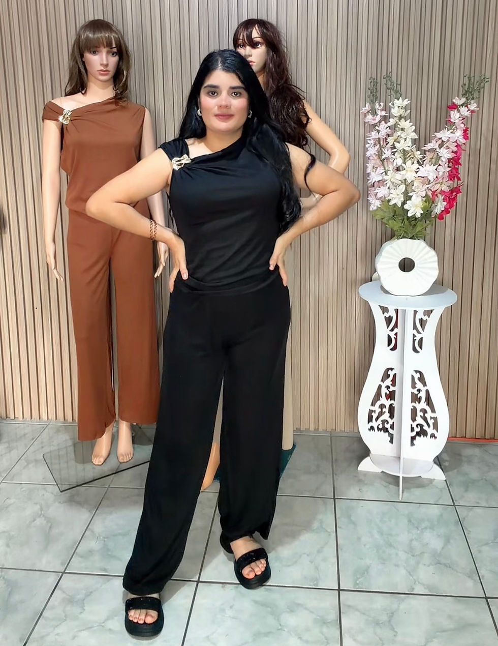 Thumbnail: XY3804 Media docena conjunto de pantalón y blusa con broche
