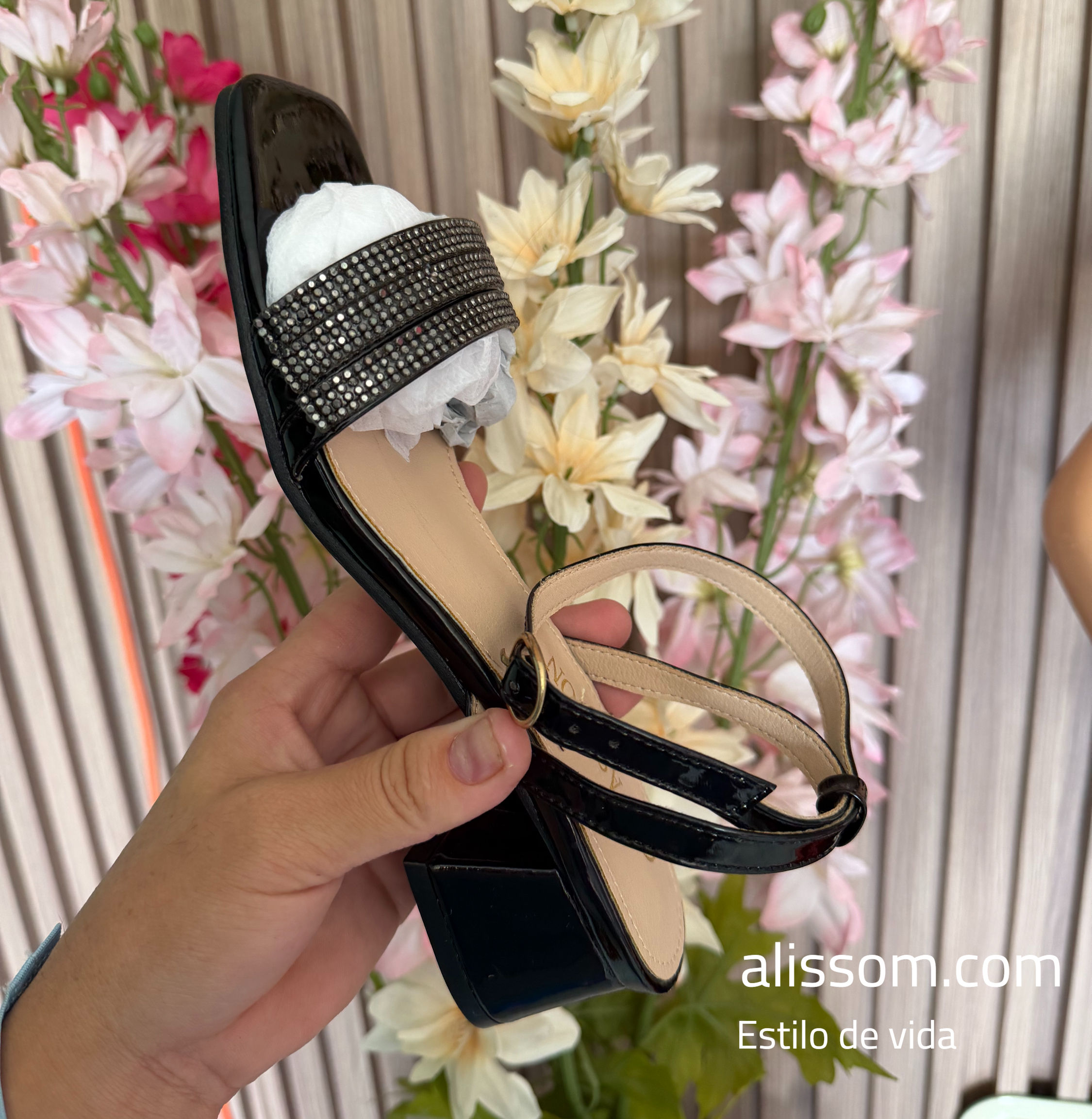 WY-74 zapato de tacón pelo perlado con cincho