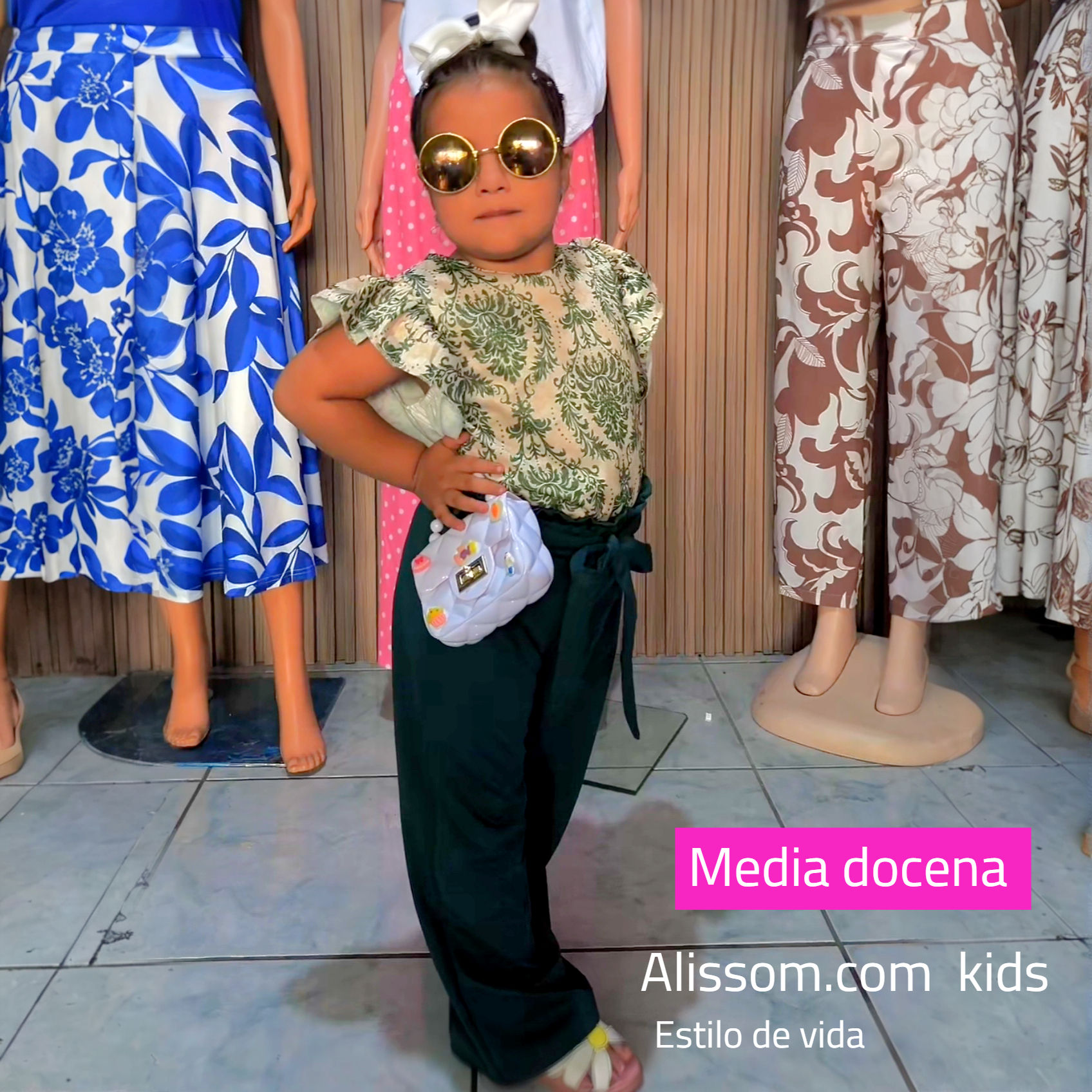 XA442- Media docena conjunto de palazo y blusa con diseños niña
