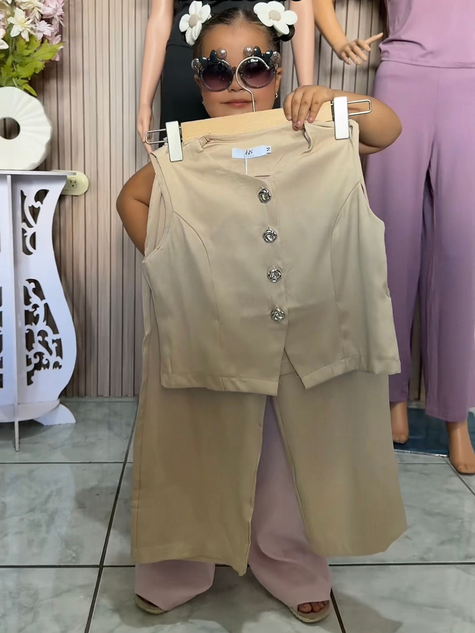 Miniatura: Z0483 conjunto de niña  pantalón y chaleco 