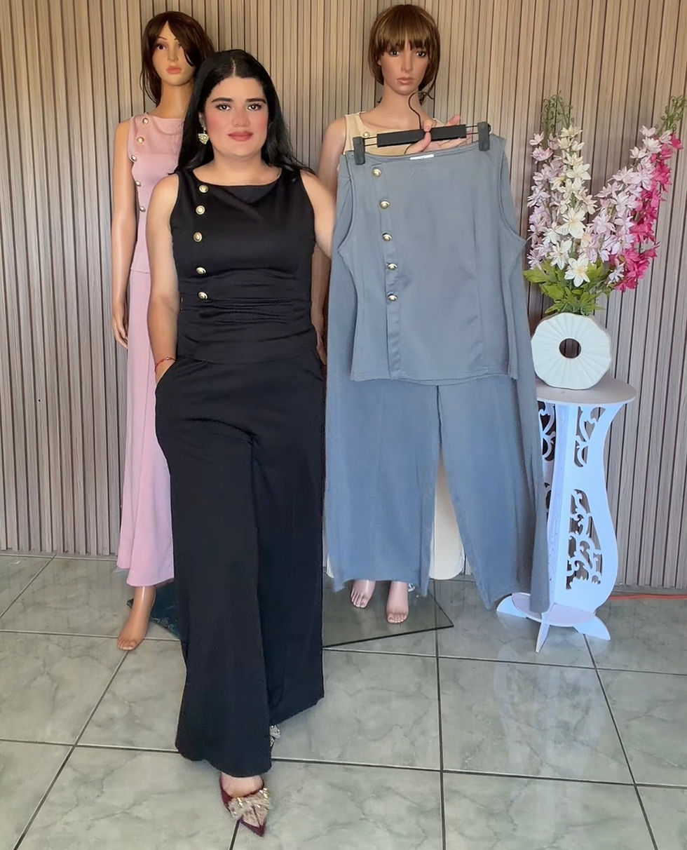 Miniatura: TB85 conjunto elegantes con botones circulares 