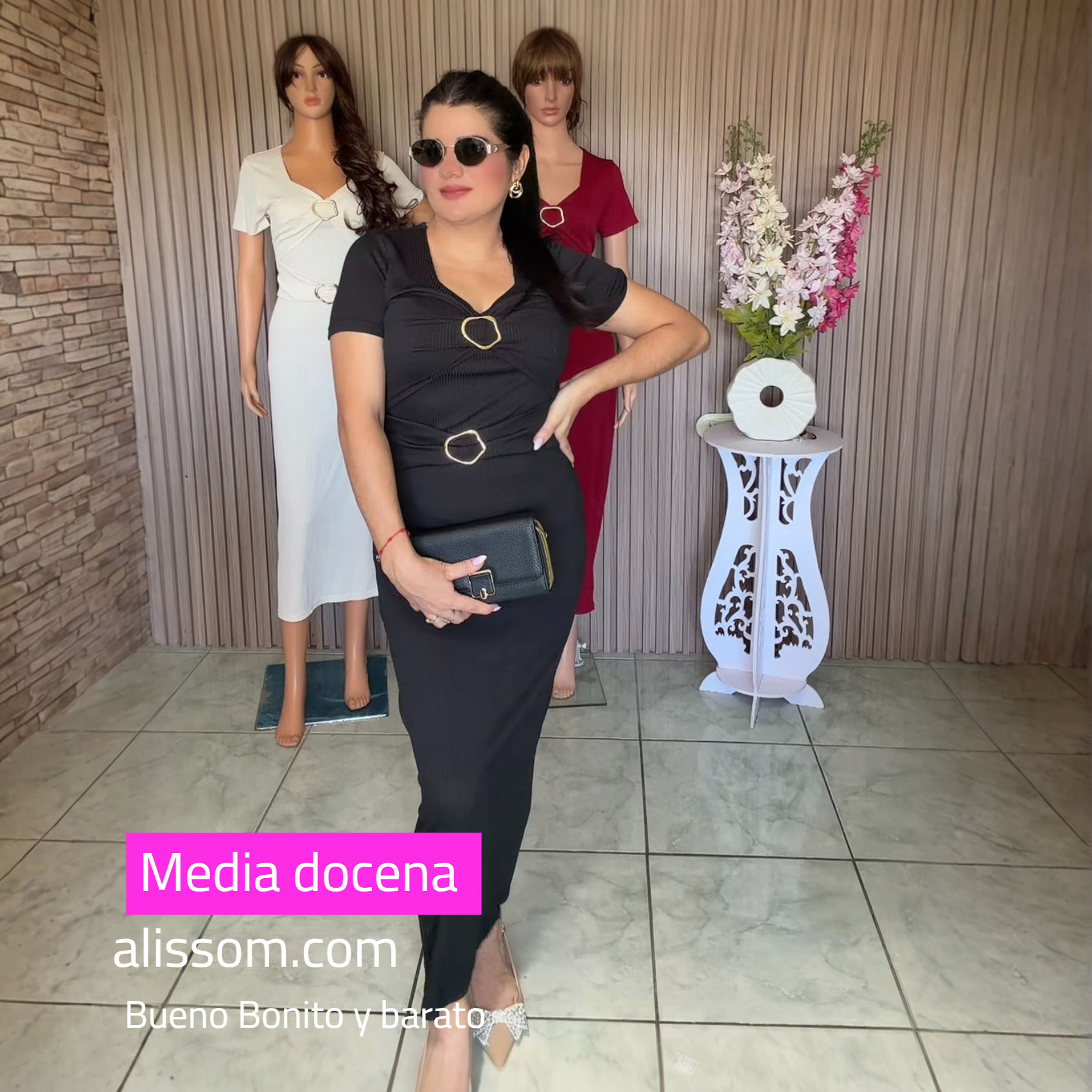 SC-853 media docena vestidos largo con broches