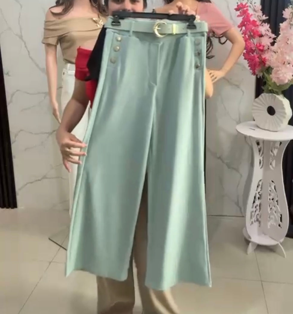 Miniatura: 7416/LF2571 conjunto de palazo y blusa con flor dorada