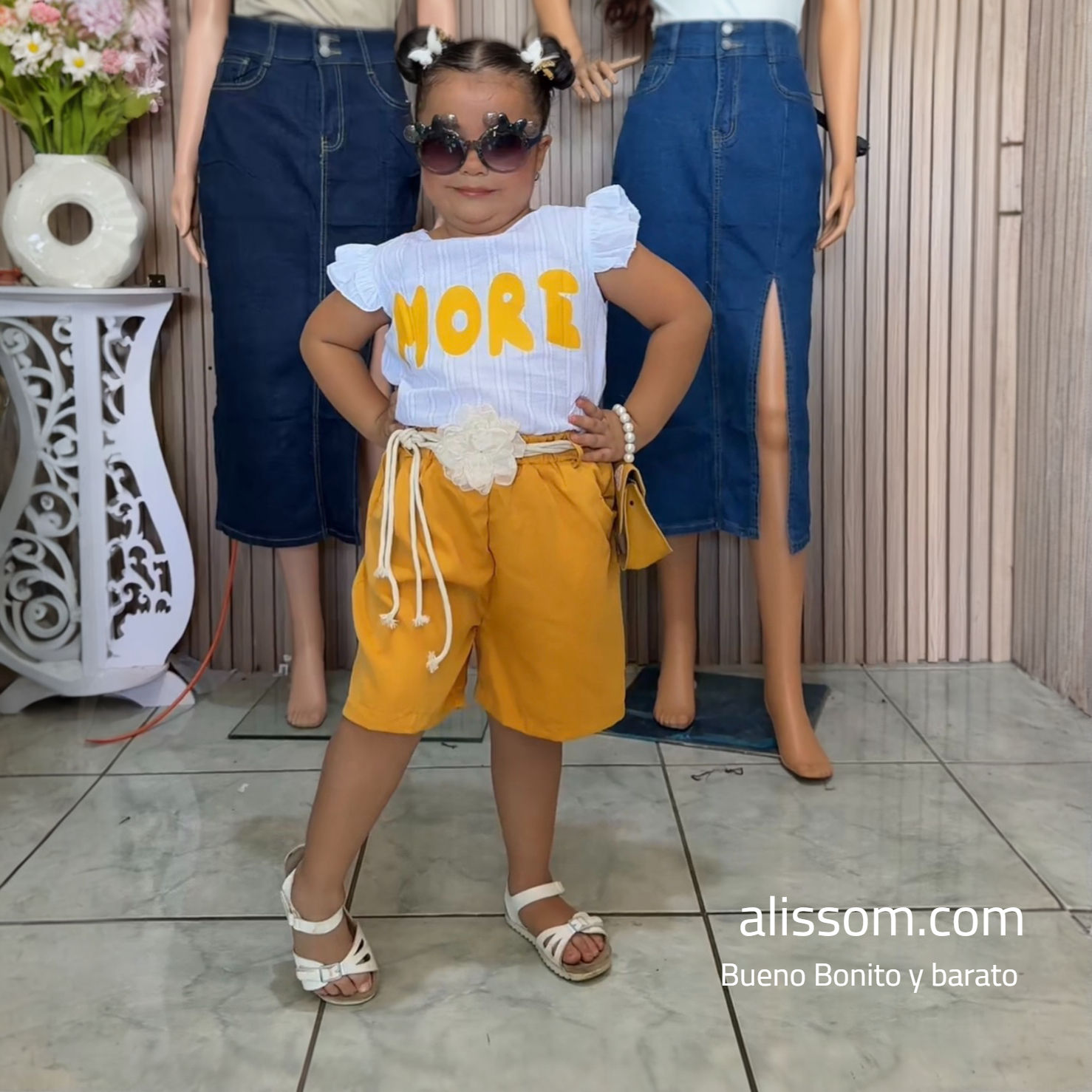 8618 conjunto de pantalón blusa con flor