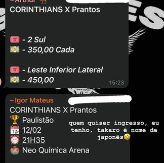 Confira algumas ofertas de ingressos denunciadas por torcedores do Corinthians