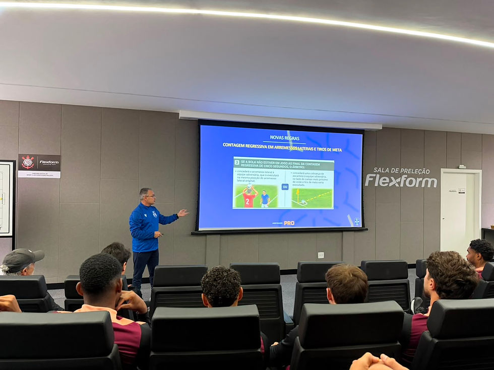 Corinthians realizou uma palestra para os atletas e comissão técnica sobre as novas regras do futebol.