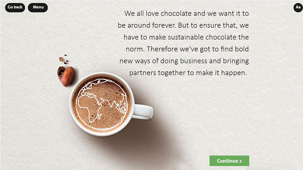 Cup of hot chocwith an earth logo