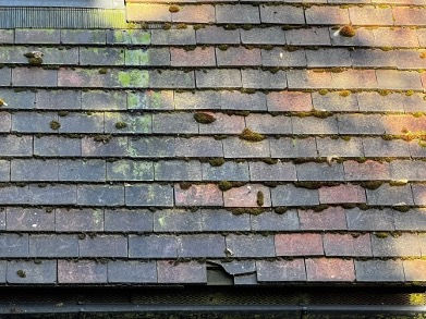 Example of slipped and damaged roof tiles