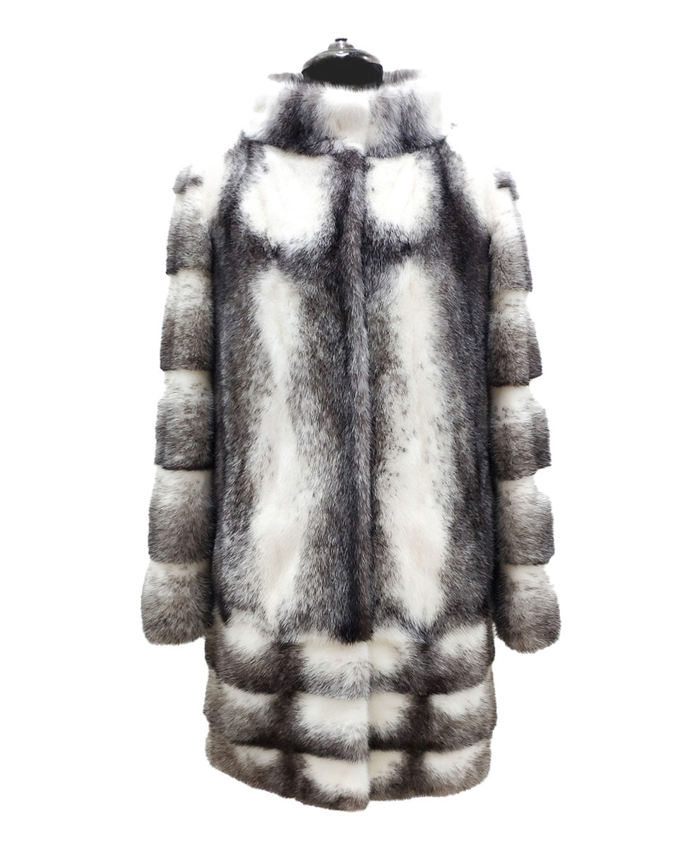 Black cross mink coat front view