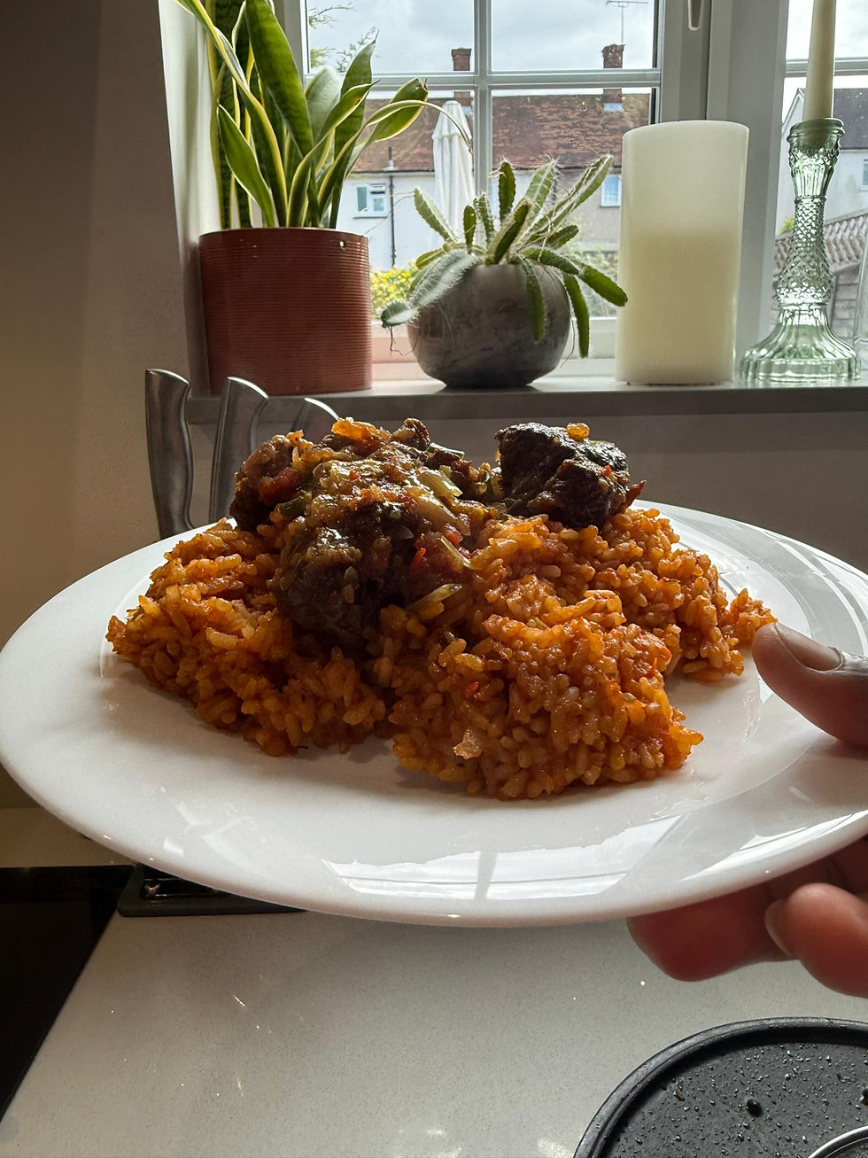 Smoky Jollof Rice and Beef Stew