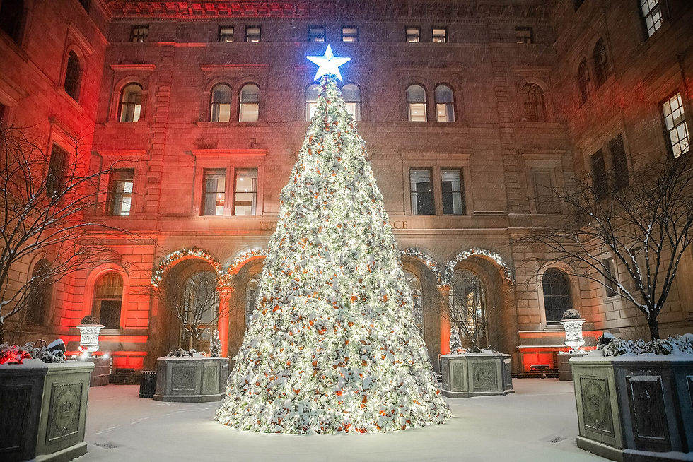 Christmas tree at Lotte New York Palace hotel in Midtown Manhattan.