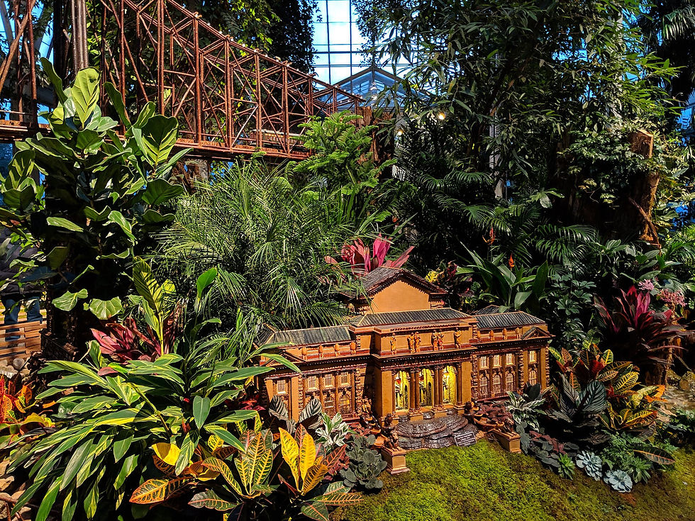 Miniature New York City landmarks at the New York Botanical Garden Holiday Train Show