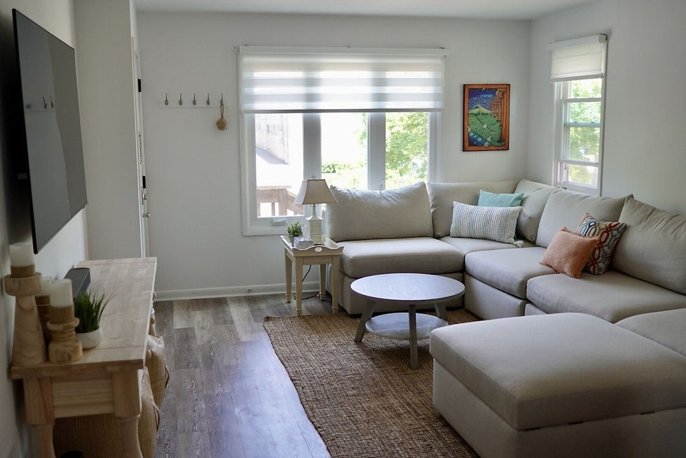 living room of Modern Condo steps to the Beach in Asbury Park