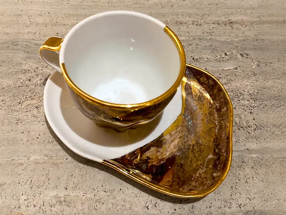 Thumbnail: TABLEWARE SET - GOLD AND SEPIA “BRIGHT FUTURE”