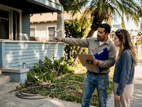Contractor and homeowner reviewing LA painting estimate