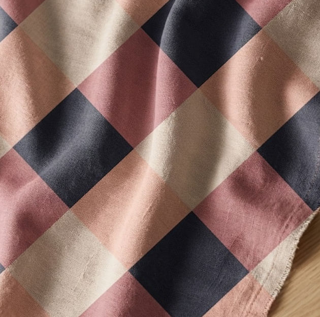 Square Gingham Winter Navy Rose