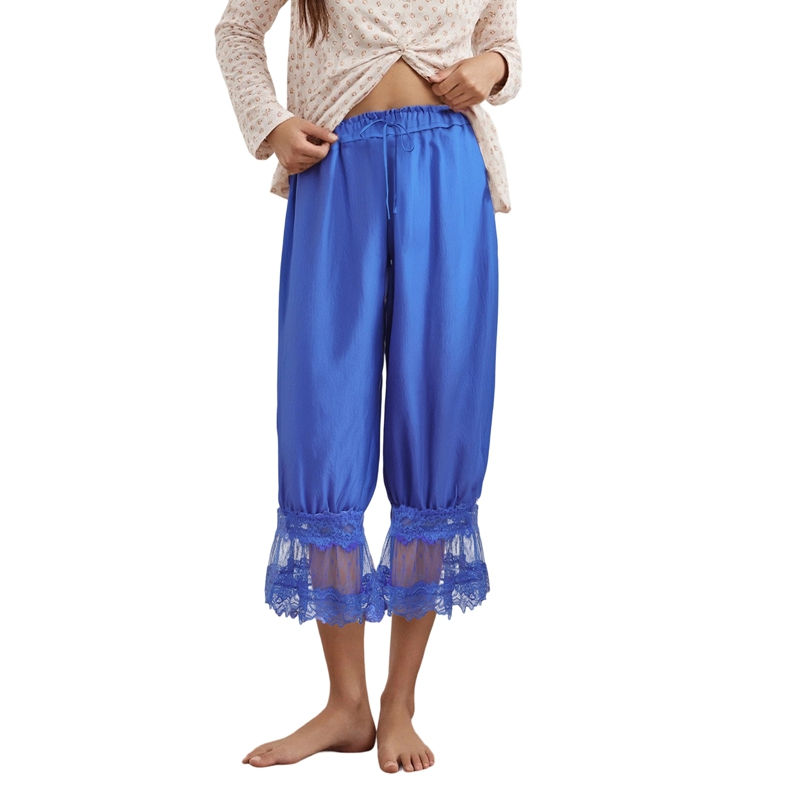 Thumbnail: Combhasaki Women's Y2K Loose Fit Bloomers Cropped Pants Drawstring High Waist Fl