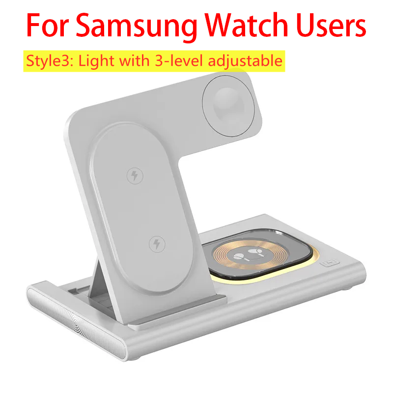 Thumbnail: 3 in 1 Wireless Charger Stand Pad Foldable Fast Charging Station Dock For iPhone