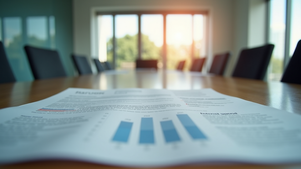 Eye-level view of a modern office meeting room with business documents