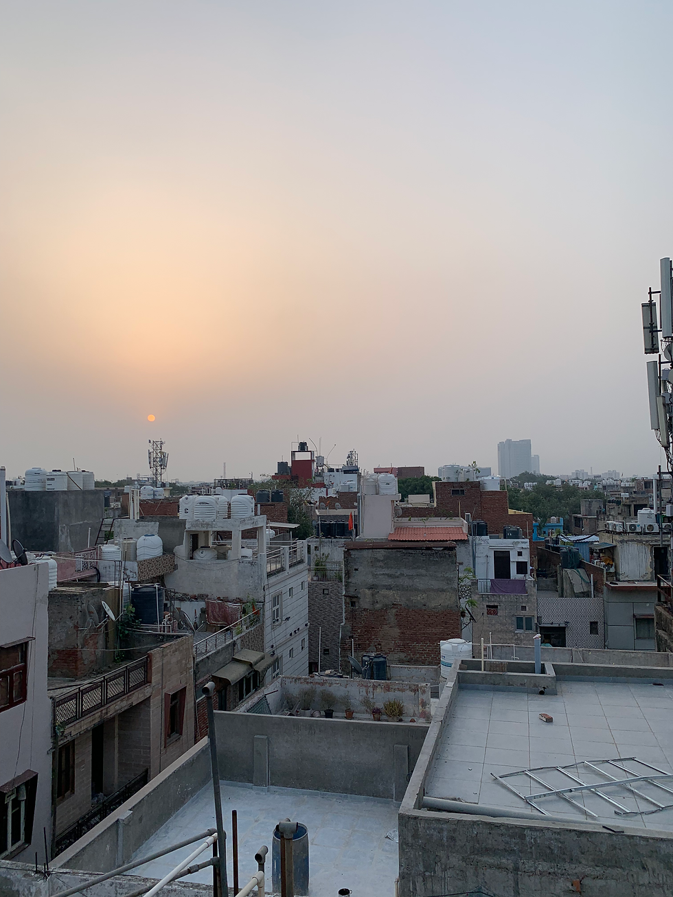Sunrise yoga from the rooftop in Delhi