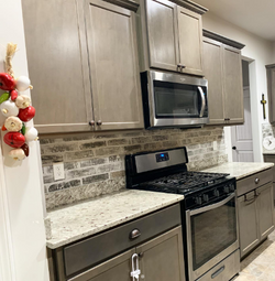 Sealed Gray Brick Kitchen Backsplash