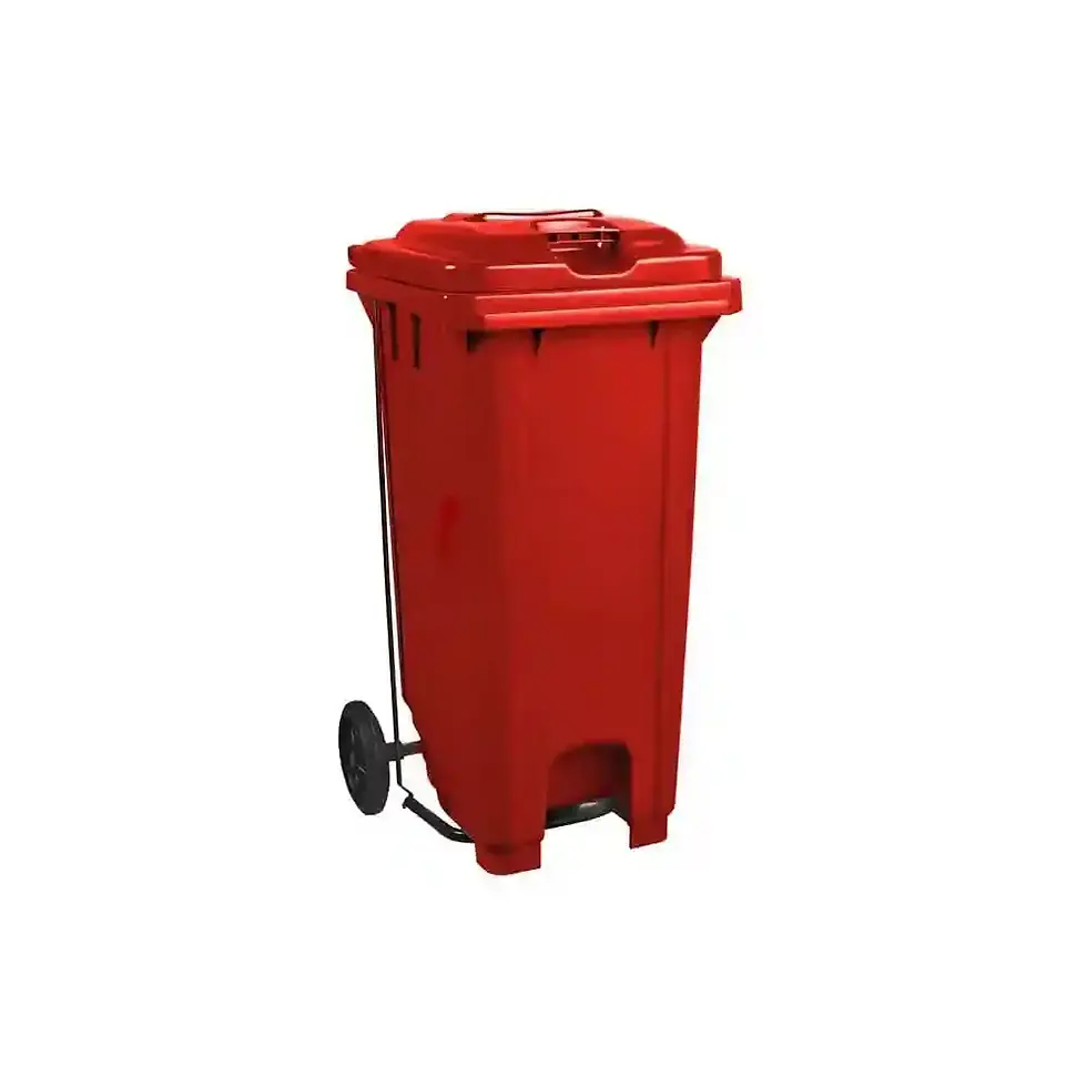 Thumbnail: Red 240L pedal wheelie bin – industrial waste collection bin