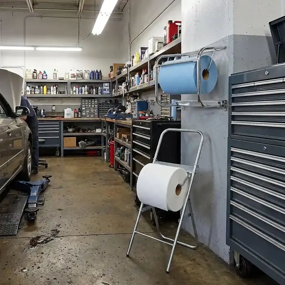 Thumbnail: paper roll holder stand for industrial facilities workshops and maintenance cleaning use