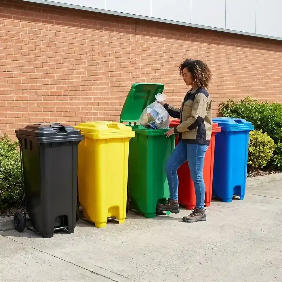 Thumbnail: 240L pedal wheelie bin South Africa colour coded hands free waste bin for industrial use