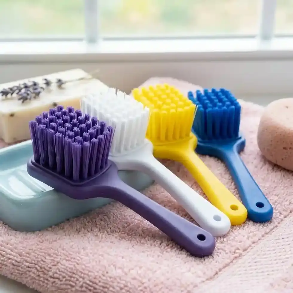 Thumbnail: blue hygiene scrub brush short handle