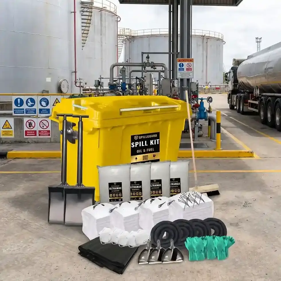 660 litre oil and fuel spill kit for high volume industrial spill containment and emergency cleanup