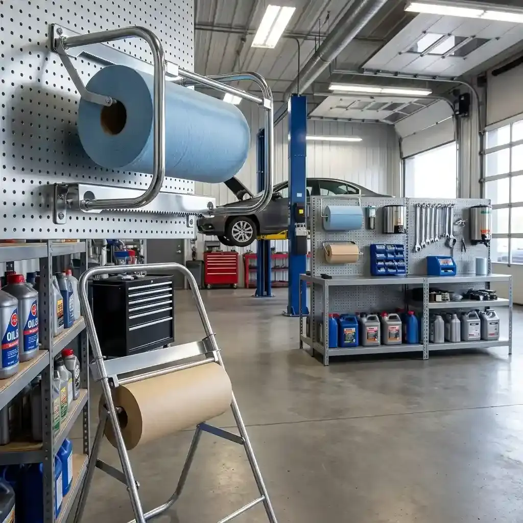 industrial paper roll dispenser garage floor stand and wall mount imbi stand for workshop cleaning