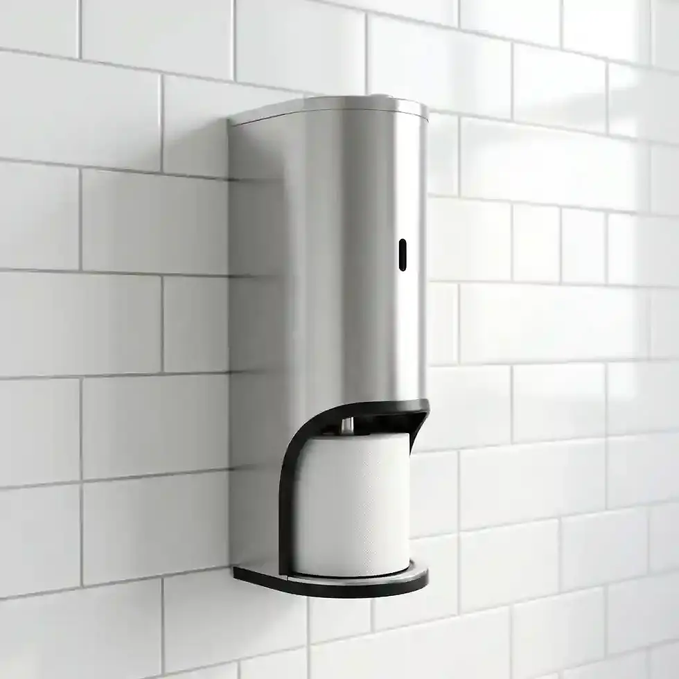 Thumbnail: satin polished stainless steel toilet dispenser