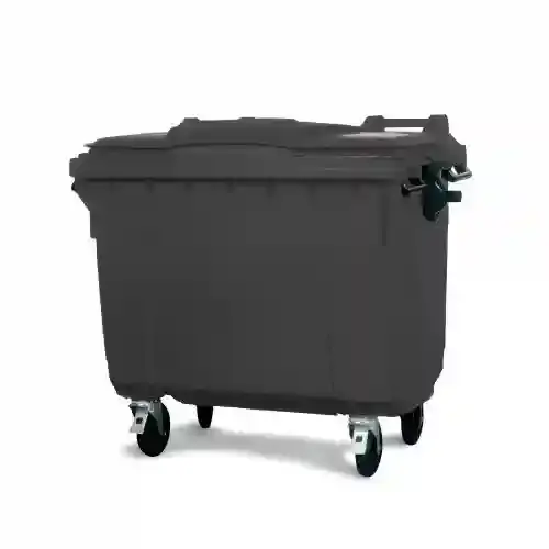 Black 1100L wheelie bin for general waste