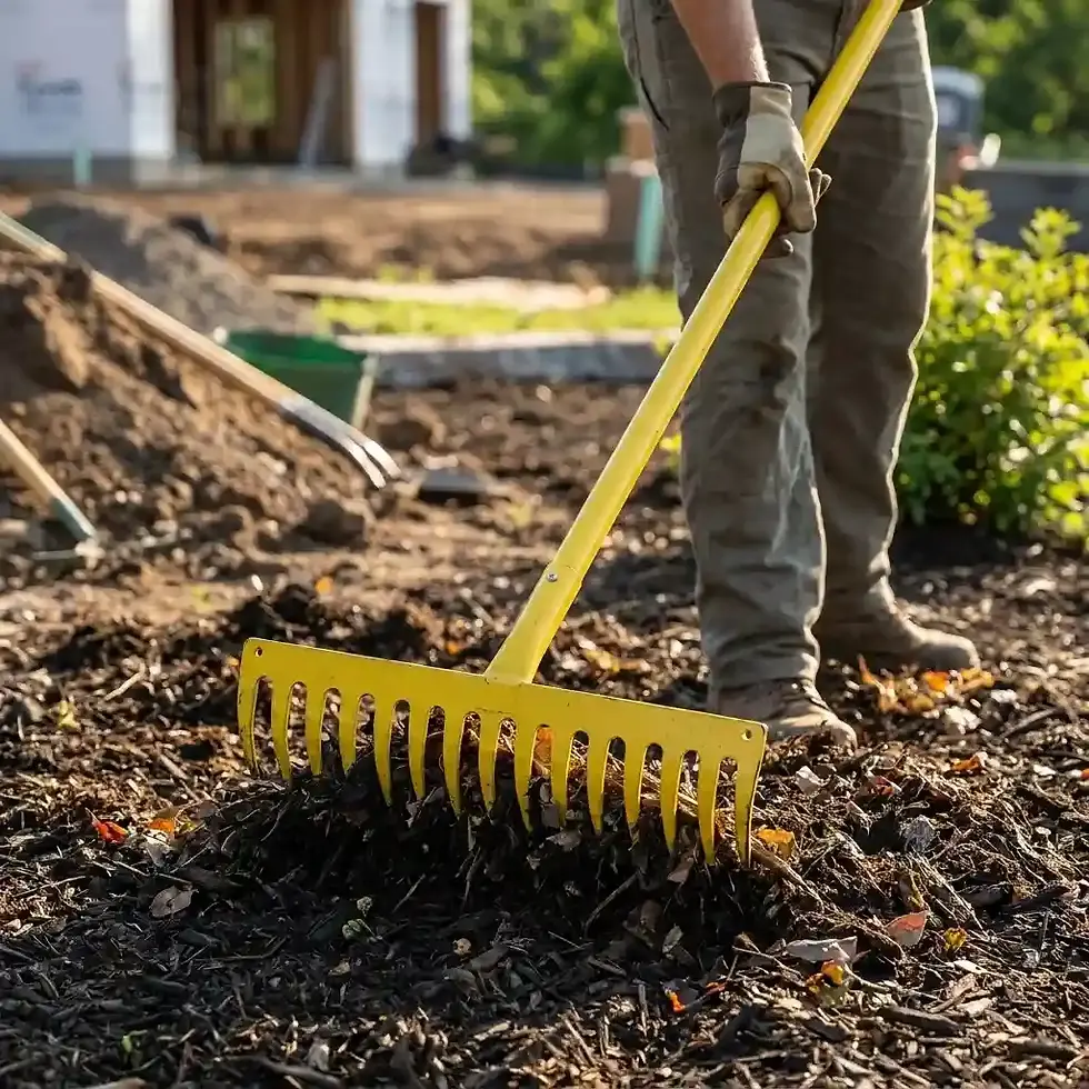 Thumbnail: heavy duty metal rake 16 finger for industrial yard and outdoor cleaning applications