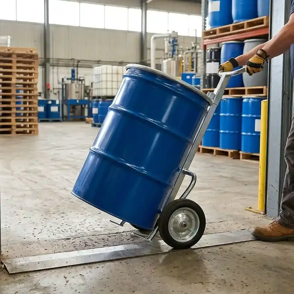 Thumbnail: drum handling trolley 300kg capacity for factory and industrial facility operations