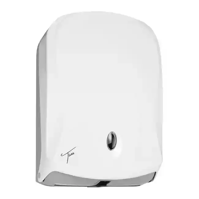 Ticra folded paper towel dispenser white & grey for commercial restrooms