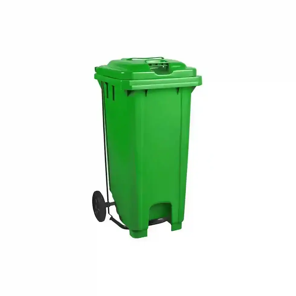 Thumbnail: Green 120L pedal wheelie bin – hands-free waste disposal