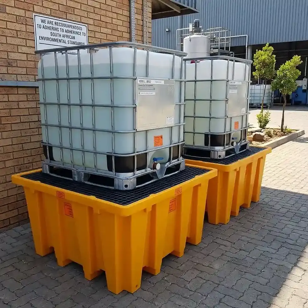 ibc spill pallet for safe containment of chemical and liquid leaks from ibc tanks