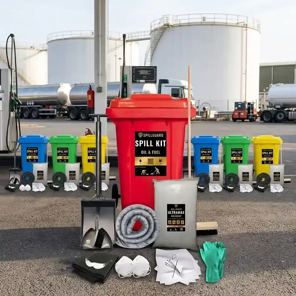 120l oil and fuel spill kit in wheelie bin complete industrial spill response kit for hydrocarbon cleanup