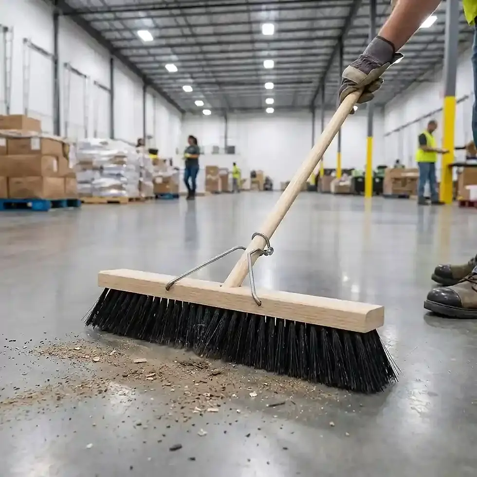 platform broom 380mm soft bristle for industrial sweeping and indoor floor cleaning