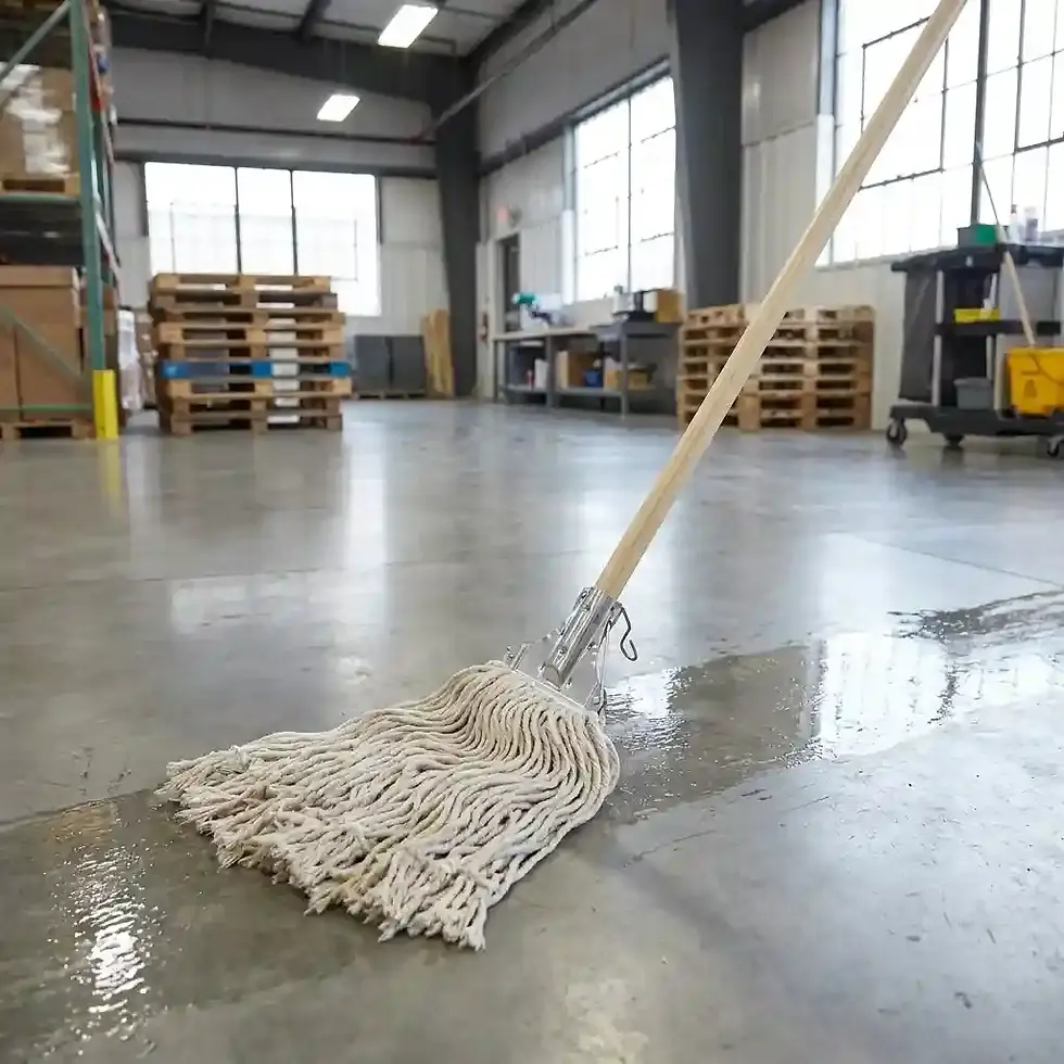 Thumbnail: heavy duty 1.2m fan mop with wooden handle and refill mop heads for commercial cleaning applications